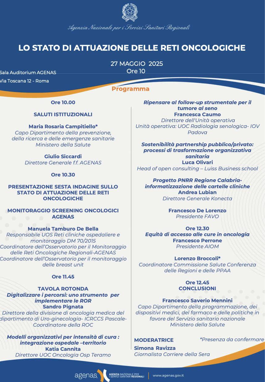 Lo stato di attuazione delle Reti oncologiche
